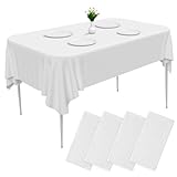 Cieex Einweg Tischdecken Weiß, 4 Stück wasserdichte Geburtstag Tischdecken, Rechteckig Weisse Tischdecke für Party, Hochzeit, Grillen, Kindergeburtstag, Weihnachten (Leicht Transparent)