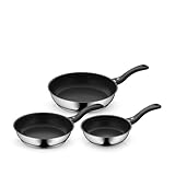 WMF Devil Pfannenset Induktion 3-teilig, Bratpfanne 24, 20, 28 cm, Induktion, Cromargan Edelstahl beschichtet, Kunststoffgriff