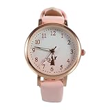 LIFKOME Kinderuhr Mädchen Analog Leuchtzeiger Drop Casual Armbanduhr Student Mode Stilvoll Rosa Band