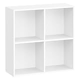 VASAGLE Bücherschrank, Bücherregal, mit 4 Fächern, Büroregal, Würfelregal, Standregal, für Wohnzimmer, Schlafzimmer, Büro, Kinderzimmer, weiß LBC476W01