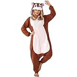 bambi kostüm damen, Jumpsuit Damen Tiere Cosplay Kuschelanzug Kuschelig Cartoon Kapuzenoverall Lang Schlafanzug Erwachsener Fleece Hausanzug Onesie Für Karneval Fasching Motto Party