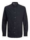 Jack & Jones Herren Hemd Jjegingham Twill Shirt L/S Noos, Black/Detail:/Solid/Slim Fit, L
