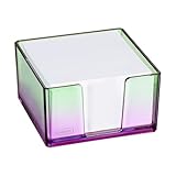 Idena 11364 - Zettelbox mit 500 Blatt 80g/m², Zettelkasten aus Kunststoff in Lila-Grün, Größe ca. 10,3 x 10,3 x 5,7 cm, geeignet für Schule und Büro