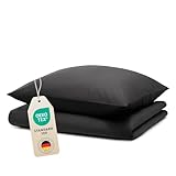 Blumtal Bettwäsche 135x200cm + 80x80cm Kopfkissenbezug - OEKO-TEX zert. Mikrofaser Bettwäsche Set - Mikrofaser Bettbezug bis 95 °C - Deckenbezug + Kissenbezug 2-teilig - Bettbezug Anthrazit