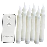 CTIRCHIU 6Stücke Fernbedienbare LED Kerzenlampe Kreative Stabkerzen mit Timer für Hochzeiten Partys und Dekoration Warmweiß Sicherheitsdesign ohne Rauch