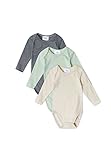 Stellou Body Set für Babys in navy, mint und beige, unisex gestreift aus Bio-Baumwolle, langarm mit Schlupfausschnitt(Navy/Mint/Beige, 50/56)