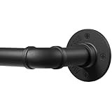 DEFYNEE Gardinenstange Schwarz, 80 bis 218 cm Industrial Vorhangstange Deckenmontage, 25mm Durchmesser, ausziehbare Gardinenstange für Terrasse, Glasschiebetür, Wohnzimmer