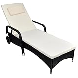 Xichuzi Sonnenliege mit Rollen Poly Rattan Schwarz, Gartenliege, Liegestuhl, Sonnenstuhl, Sonneninsel Outdoor, Liegen, Gartenmöbel, Bäderliege, Relaxliege - 42482