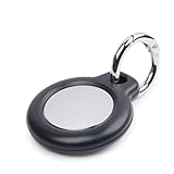 FRIZZE Hülle mit Schlüsselanhänger geeignet für den AirTag, kleines tragbares Zubehör Ideal für Auto,Fahrrad,Rucksack,Haustier (Case Cover für Air Tag mit Key Ring) (Schwarz)
