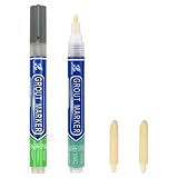 Nurila 2 Stück Fugenstift Dunkelgrau, Fugenfarbe, Wasserdicht Reparaturstift, Fliesenstift, Reparatur Stift für Badezimmerfliesen, Küche, Bodenbelag, Balkon, Korridor