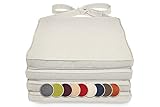 sunnypillow 4er Set Stuhlkissen 40 x 45 x 5cm | Polsterauflage Auflage für Stühle/Rattanstühle | Stuhlauflage mit Schleifenbändern | Indoor/Outdoor | Ecru |
