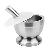 Mörser- und Stößel-Set – Küchengewürzzerkleinerer mit Deckel | Tablettenmühle aus Edelstahl | Manueller Küchenzerkleinerer | Kräuterschale | Küchengeräte | Werkzeug