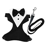 OHPHCALL Tuxedo Hundegeschirr mit Fliege Formelle Hundeweste mit Weichem Material Verbesserte Sichtbarkeit Schnell Anzuziehen für Hochzeiten und Outdoor aktivitäten
