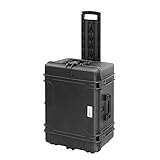 TomCase Outdoor Case mit Trolley, 62x46x34 cm, großer wasserdichter Koffer mit Schaumstoffeinlage aus Würfelschaum, Hardcase, Fotokoffer, Kamerakoffer, Transportkoffer (Schwarz)