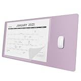 Aothia Schreibtischunterlage mit 17-Monats-Kalender 2025-2026, 80x40cm große Mauspad,Rutschfeste PU Leder schreibunterlage für Büro & Zuhause,Lavendel