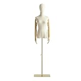 Weibliche Schaufensterpuppe Kleid Form Torso, Display Schaufensterpuppe Körper mit abnehmbarem Kopf, hölzerne Hände und goldene einstellbar 140cm-200cm Höhe Stehen, für Kleid Display, Gold