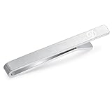 HONEY BEAR 5.4cm Herren Briefe Initialen Krawattennadel Krawattenklammer für Normale Krawatte Tie Clip，Gebürstetes Silber (D Dicker mit Box)