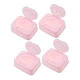 CONGARTENO 4 Stück Feuchttücher Box mit Klappdeckel Staubschutz Aufbewahrungsbox aus Kunststoff Praktischer Wischbehälter für Pflegetücher Modernes Vielseitiges Design für Zuhause und