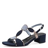 MARCO TOZZI Damen Sandale Textil Sandalette Metallic T-Riemen bequem 2-28230-42, Größe:40 EU, Farbe:Blau