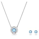 Swarovski Una Set, Rund, Blau, Rhodiniert