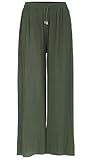 Van Der Rich ® - Weite Plissee Hose High Waist und Verstellbar Bänder - Damen (Khaki, One Size)