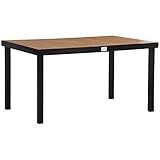 Outsunny Gartentisch für 6 Personen Esstisch Aluminiumtisch Gartenmöbel Loungemöbel pflegeleicht Kunststoff Natur+Schwarz 140 x 90 x 74 cm