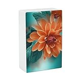Zigarettenetui mit Blumen-Motiv, normale Größe, tragbare Zigarettenaufbewahrungsbox, aufklappbar, Kunststoff, Zigarettenetui, für Männer und Frauen, Blaugrün und Orange