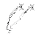 Monitorständer, Dual-Monitor-Halterung for die meisten 17-30-Zoll-Bildschirme, jeder Arm trägt max. 19,8 Pfund, höhenverstellbarer Dual-Monitor-Ständer mit Gasfeder und VESA 75 mm oder 100 mm(Weiß)