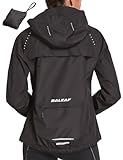 BALEAF Fahrradjacke Damen Regenjacke Wasserdicht Atmungsaktiv Wanderjacke Windbreaker Sommerjacke Outdoor Jacken Leichte Windjacke Trekking Regenjacke Radjacke Schwarz XL