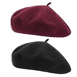 Zhenghebuy Baskenmütze 2 Stück Französischen Beret Mütze,Klassisch Plain Französischer Stil Barett, Mütze Mode Basken,Damen Beret Baskenmützen