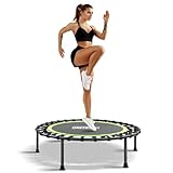 ONETWOFIT 107cm Trampolin Outdoor,Rückprall Trampolin für Erwachsene, Leises Mini Trampolin für das Indoor Training, Fitness Trampolin mit Bungee Rückpraller (Grün-rund-ohne Griff)