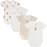 Chicco, Body für Neugeborene und Babys, Set von 4 Kurzarm-Bodys aus 100% Baumwolle, Unisex Baby und Mädchen 0-24 Monate, Designed in Italy