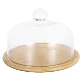 Angoily Kleine Kreative Dessertplatte mit Lebensmittelechter Glasglocke und Holztablett Staubdicht Wiederverwendbar Elegant für Küche Restaurant und Zuhause Geeignet
