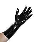 Rubberfashion Latex Handschuhe kurz - Rubber Gloves - kurze Latexhandschuhe bis Handgelenk für Damen und Herren schwarz 0.4mm L