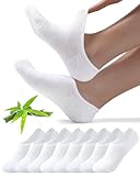 Toes Home Sneaker Socken Damen Füsslinge Herren 8 Paar, Bambus Füßlinge Sneakersocken Unsichtbare Unisex Bambussocken No Show Socken mit Rutschfest Silikon Footies Weiß 39-42