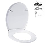 WC Sitz mit Absenkautomatik Toilettendeckel Quick-Release-Funktio,O-Form weiß–Antibakterieller，Toilettendeckel mit 175kg Belastbarkeit,Einfache Montage,Klodeckel für WC,Klodeckel Universal