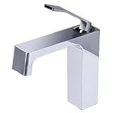 Wasserfall Waschtischarmatur Chrom Mischbatterie Bad Armatur Badezimmer Wasserfall mit Kaltes & Heißes Wasser Einhebelmischer Bad Aus Messing