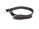 PS Pferdeartikel Flaches Hundehalsband aus Leder mit Zugstopp - Nappaleder gepolstert Größe M/L Schwarz