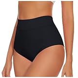Bikini Hose Damen Retro Ruched Bikinihose High Waist Badeanzug Mädchen Bikini Unterteil Damen Hoch Geschnittene Badehose Einfarbige Hoher Taille Strandhose Einfarbige Bikini Briefs