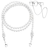 Tyqour 1 Stück Brillenkette Damen, 74cm Perle Brillenkette, Anti-Verlust-Kette für Brillen, Brillenband für Sonnenbrille Lesebrille Sportbrillen, Stilvolle Verstellbare Brillenkette für Damen