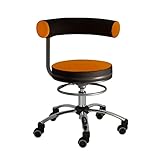 Sanus® Gesundheitsstuhl Erzieherstuhl mit fester Lehne, Sitzhöhe niedrig (36-43 cm), Stoffbezug, orange/schwarz, Rollstopp-Rollen (rollen nur mit Belastung), Ergonomischer Bürostuhl, Erzieherstuhl