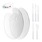 SGERUFZ 2 Pcs Klare Acryl Malpalette Ovale Kunstpalette Antihaft Öl Farbmischpalette für DIY Kunst Malerei 15 * 25cm Mit 5 Plastikschaber