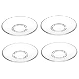 Klare Glasteller, 4 Stück, klare Glasteller, 8, 9 cm, rund, waschbar, wiederverwendbar, Mehrzweck-Untertasse für Tee, Dessert, Snack, Obst