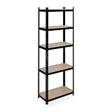 Relaxdays Schwerlastregal, HxBxT: 180x60x30 cm, 500 kg, Stahl, 5 Ebenen, Lagerregal Keller, Garage, zum Stecken, schwarz, 180 x 60 x 30 cm