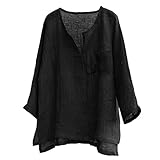Hemd Herren Mit Fliege Herren Kurzes Atmungsaktives Top Shirt Bequeme Einfarbige Langarm Mode Lose Lässige V-Ausschnitt T-Shirts Bluse Hemd Asymmetrisch Herren Asymmetrisches (Black, L)