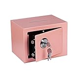 YQVEOT Safe Tresor, Dokumenten-Safe, Metall, Büro, Aufbewahrung, Stahl, Sicherheitsschrank, Zuhause, Zertifikat-Safe, Schlüssel-Safe(Pink)