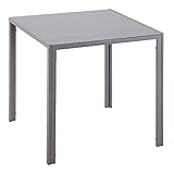 HOMCOM Esstisch Quadratischer Küchentisch für 4 Personen, Esszimmertisch aus Hartglas, bis 80 kg belastbar, für Küche, Esszimmer, 75 x 75 x 75 cm, Grau