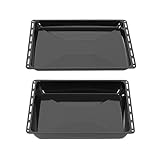 ICQN Fettpfanne 445 x 375 mm 25 und 50 mm, 2er Emailliert Backbleche Set, Passend für Whirlpool, Ignis, Bauknecht, Indesit, Algor, Neckermann, Lloyds, 44,5 x 37,5 cm