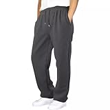 Herren-Sweatpants, Baggy-Style, Gerades Bein, Elastischer Bund, Kordelzug, Weites Bein, Taschen, Lockere Sporthose (Dunkelgrau,3XL)