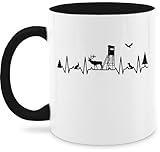 Tasse Tassen 325ml - Jäger Herzschlag Jagd EKG Linie Jagen I Jägergeschenk I Jagd Geschenk Jagdliebe Geschenke Jägerinnen Geschenke Jägerin - 325 ml - Schwarz